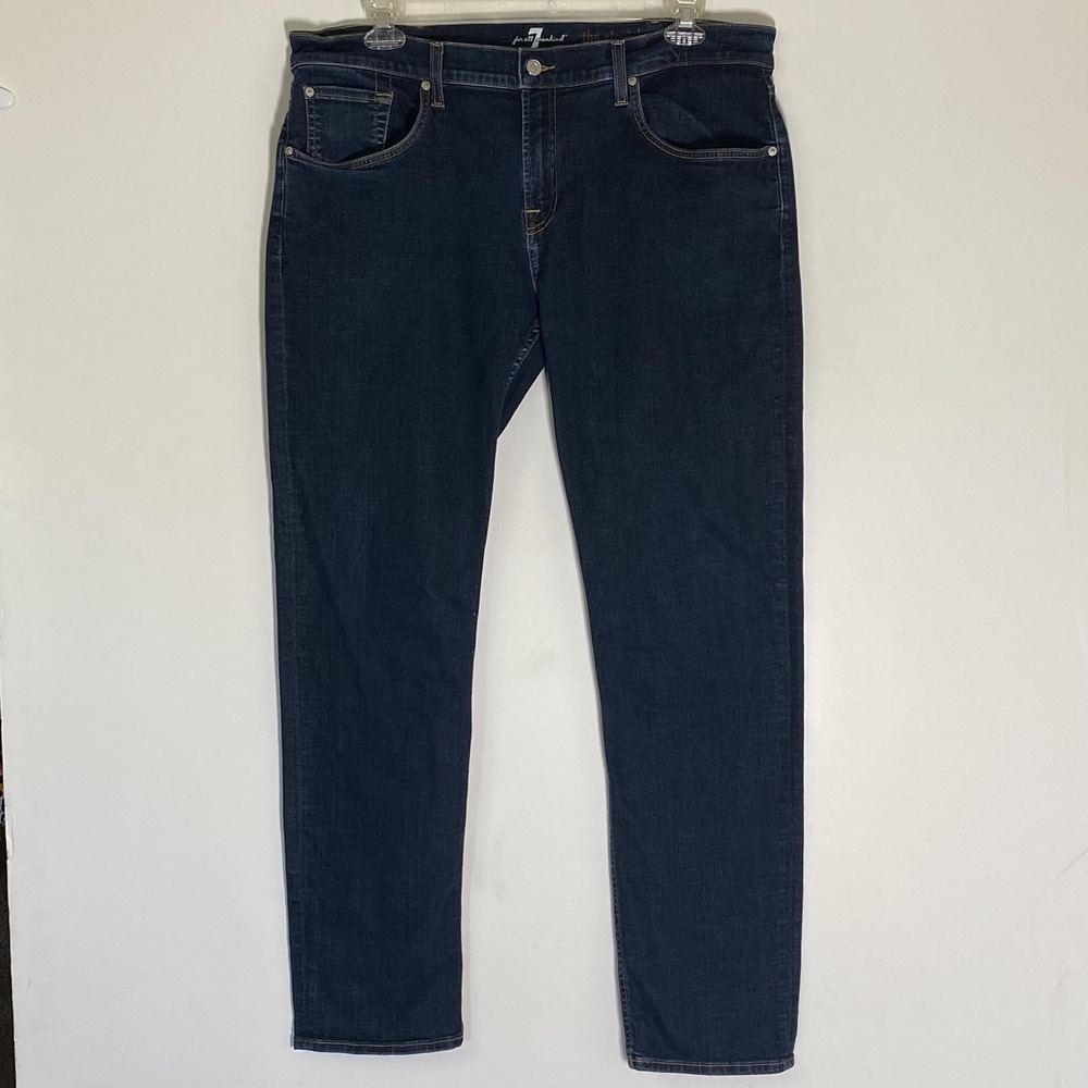 7 For All Mankind Jeans Mens 40x32 Blue The Straight Dark Wash Stretch Denim